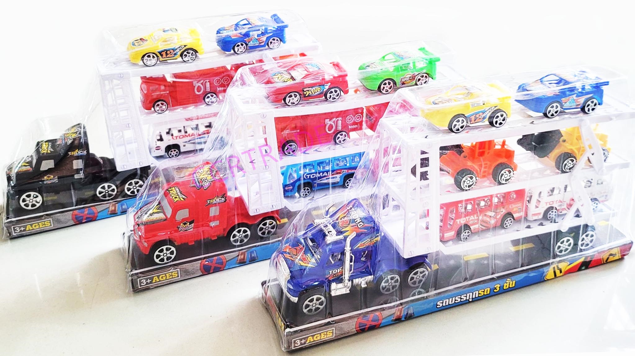 รถบรรทุกสีสด 3 ชั้น มีลานฝาครอบ 17.5x33 ซม.(1x3)