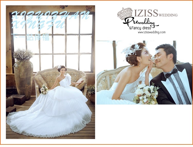 PW287 - Preorder ชุดคู่ถ่ายพรีเวดดิ้ง (prewedding dress) & ชุดแต่งงานแฟนซี (Fancy wedding dress)ชายหญิง "ธีมสีขาว-ดำ"