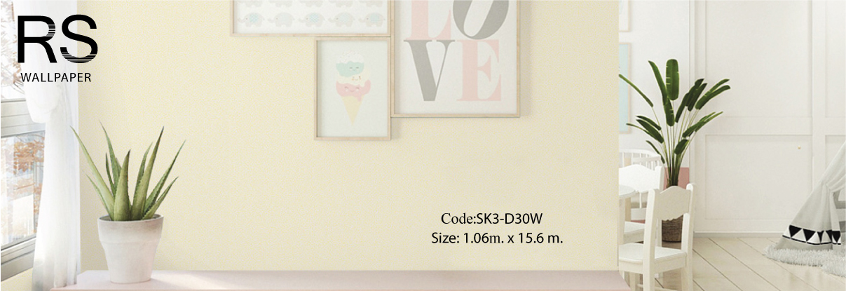 วอลเปเปอร์เทกจอร์พื้นเรียบสีเหลืองอ่อน SK3-D30W