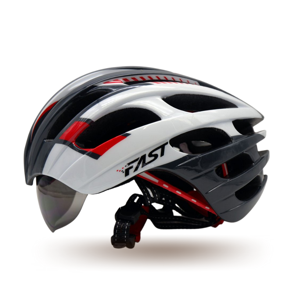 หมวกกันน็อคจักรยาน FASTBIKE N-LITE D-GROUP 02 มีแว่นในตัว เก็บแว่นได้