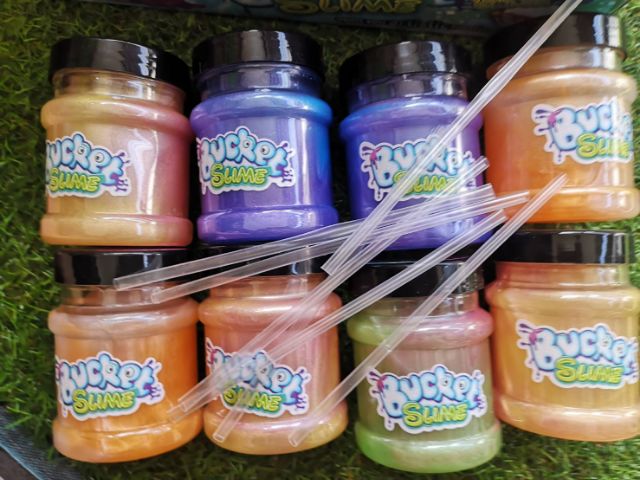 สไลม์สายรุ้ง สีมุก เป่าลูกโป่งได้ มีหลอดแถม