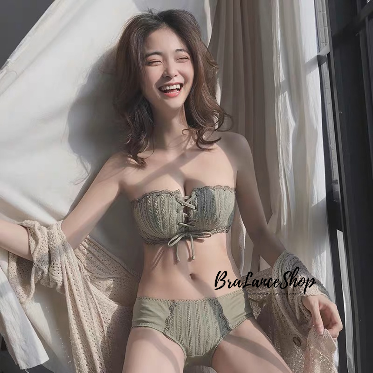 BLS✿F389 Setบรา+กกน. ชุดชั้นในแฟชั่น งานเกาะอกสไตล์ล๊อคกิ้งบรา