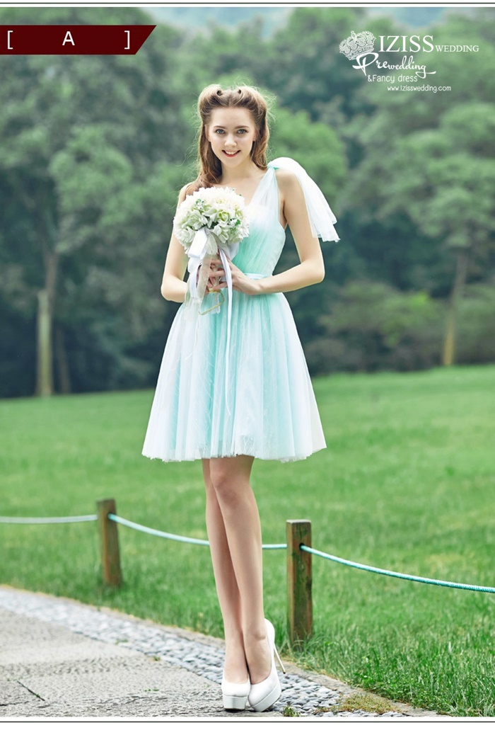 ฺBM0121 - พรีออเดอร์ ชุดเพื่อนเจ้าสาวราตรีสั้นธีมสีเขียวมินท์/สีเทา น่ารักมากๆค่ะ