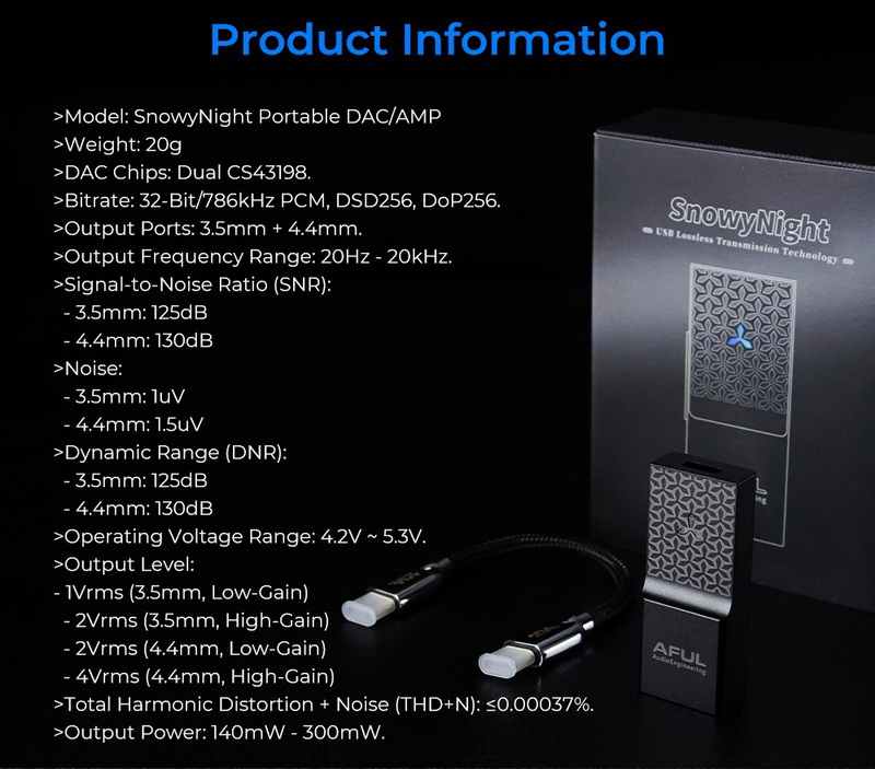 AFUL SnowyNight DAC/AMP พกพา ประสิทธิภาพสูง ชิป DAC CS43198 x2 ประกันศูนย์ไทย