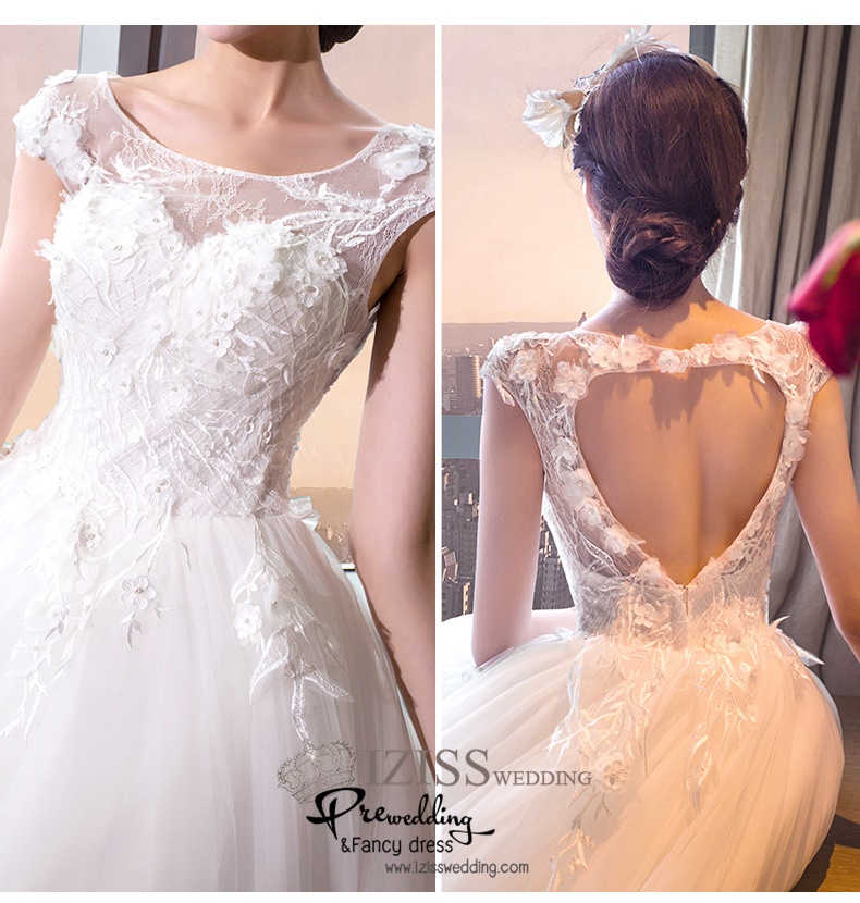 BR334 **พรีออเดอร์**ชุดแต่งงาน&ชุดเจ้าสาวแบบยาวอลังการ สีขาวเกรดพรีเมี่ยม หรูหราน่ารัก สวยโดดเด่นไม่ซ้ำใคร