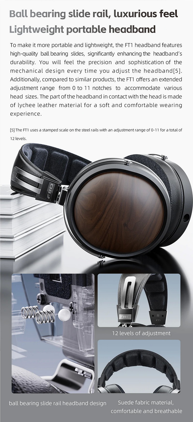 FiiO FT1 หูฟัง Headphones ไดรเวอร์ไดนามิก 60มม. ฝาครอบหูฟังไม้วอลนัทอเมริกัน ประกันศูนย์ไทย