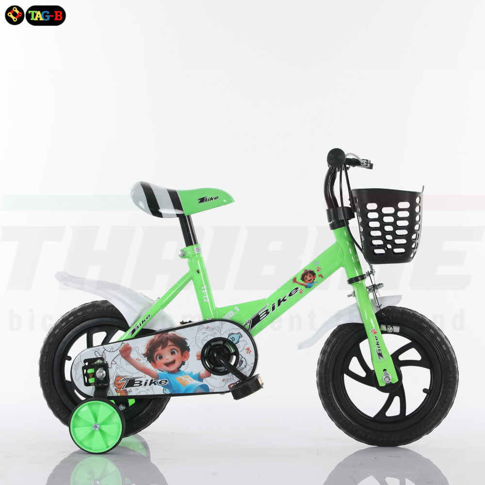 จักรยานเด็ก T-BIKE NO.1 รถเด็ก 12นิ้ว ล้อพลาสติก พร้อมเบรคหน้า แถมล้อเสริมช่วยพยุง