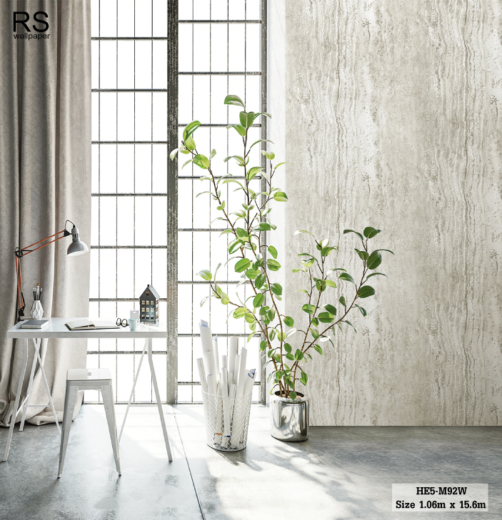 วอลเปเปอร์ ลายปูนเปลือยครีมอมน้ำตาลอ่อน HE5-M92W