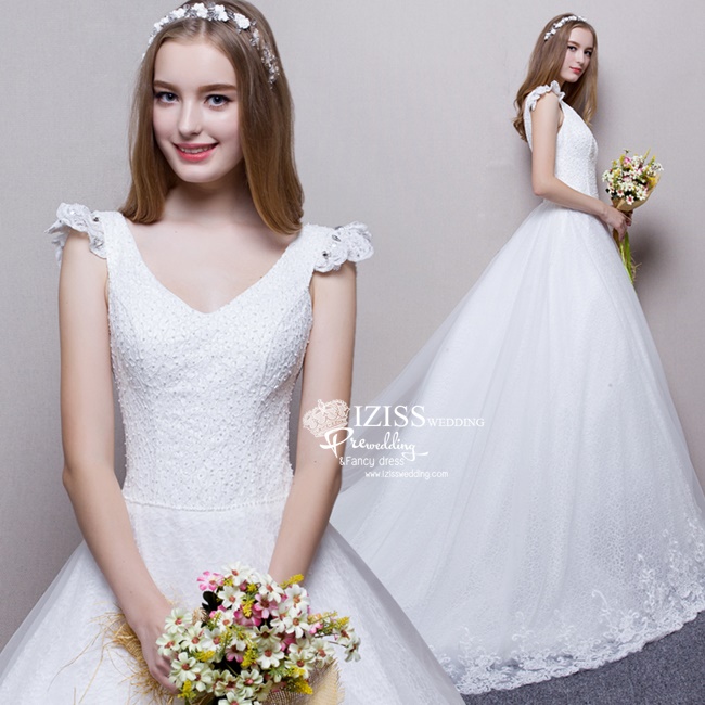 BR213 **พรีออเดอร์**ชุดแต่งงาน&ชุดเจ้าสาวแบบยาวสีขาวเกรดพรีเมี่ยม หรูหราน่ารัก สวยโดดเด่นไม่ซ้ำใคร สวยงามดุจเจ้าหญิง