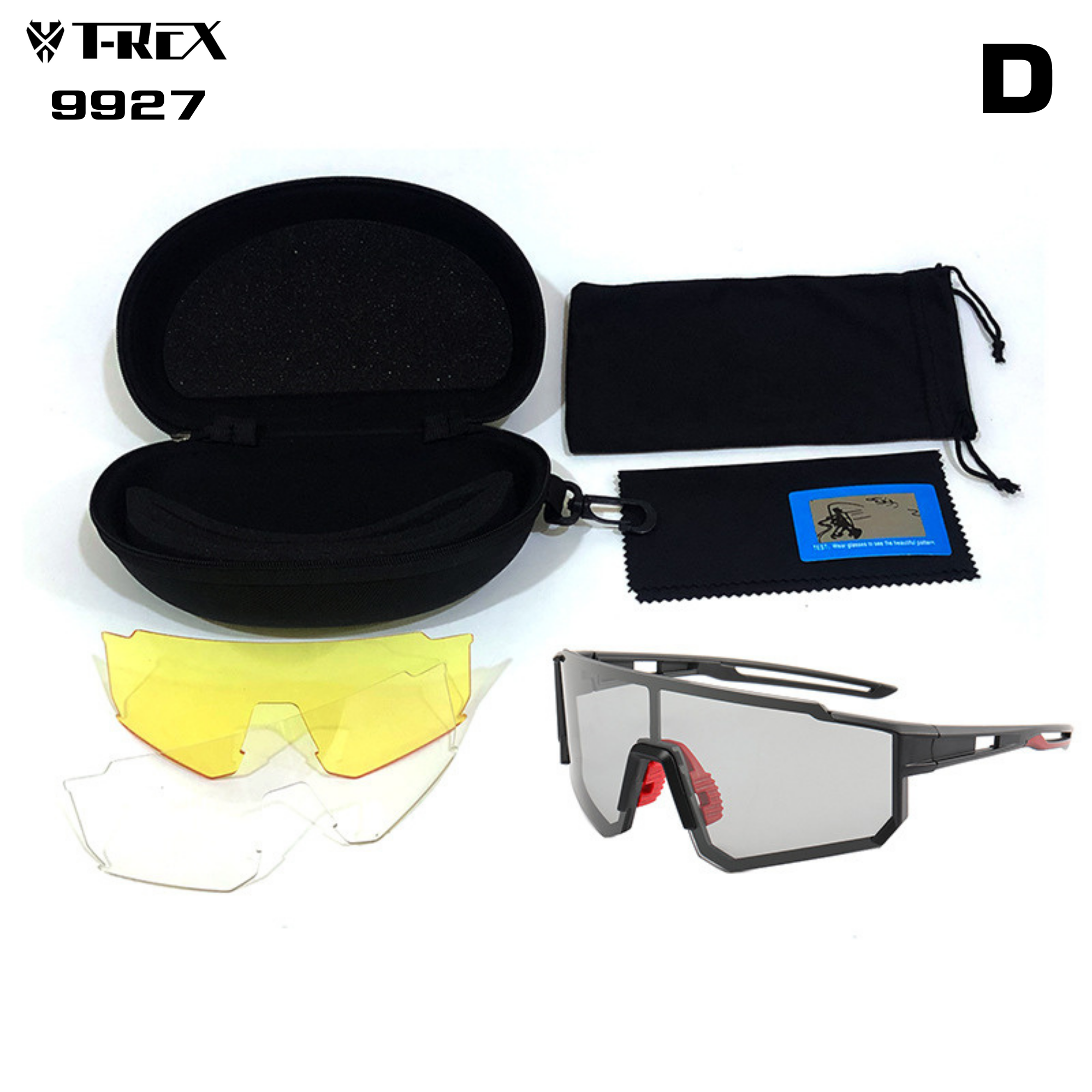 แว่นตาปั่นจักรยาน T-REX รุ่น 9927 3เลนส์ POLARIZE กันแดด กันลม กันฝุ่น UV แว่นกันแดด แว่นปั่น