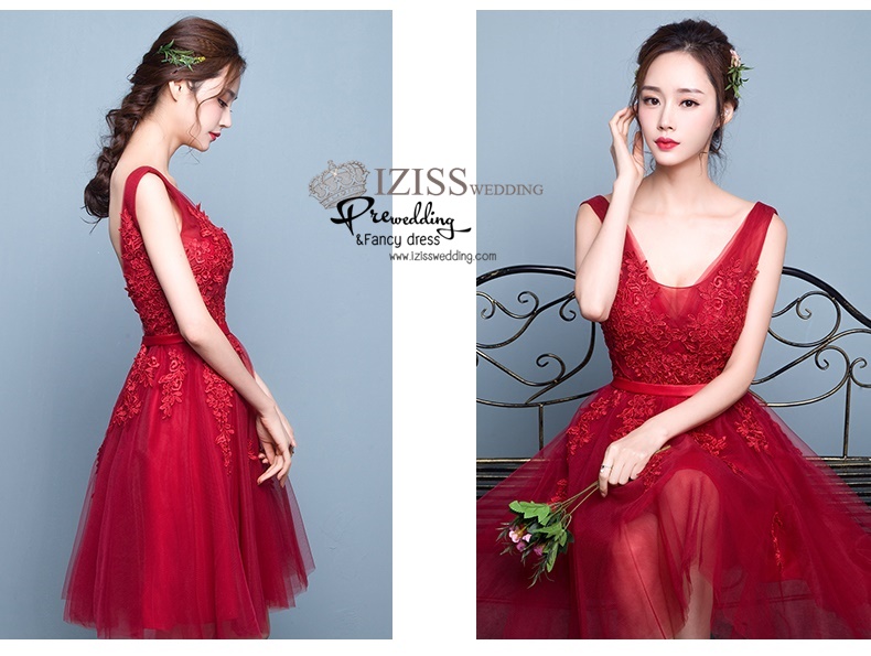 DS007 - **Pre order**ชุดราตรีหรู เดรสสั้นออกงาน (short dresses) ชุดไปงานแต่งงานสวยๆ ชุดยกน้ำชา "ธีมสีแดง"