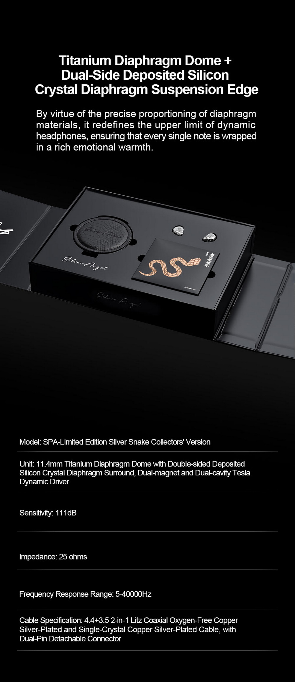 SPA-Limited Edition Silver Snake Collectors' Version หูฟัง IEMs ไดรเวอร์ Dynamic ไดอะแฟรมชุบไทเทเนียม ประกันศูนย์ไทย