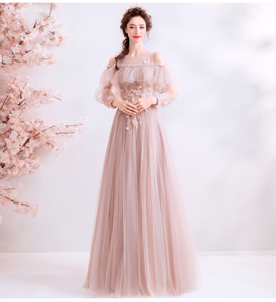 DL109 **พรีออเดอร์** ชุดออกงานสีชมพูกะปิ ชุดราตรี เดรสยาวออกงาน (Night party dresses) ชุดไปงานแต่งงานสวยๆ "ธีมสีชมพูกะปิ"