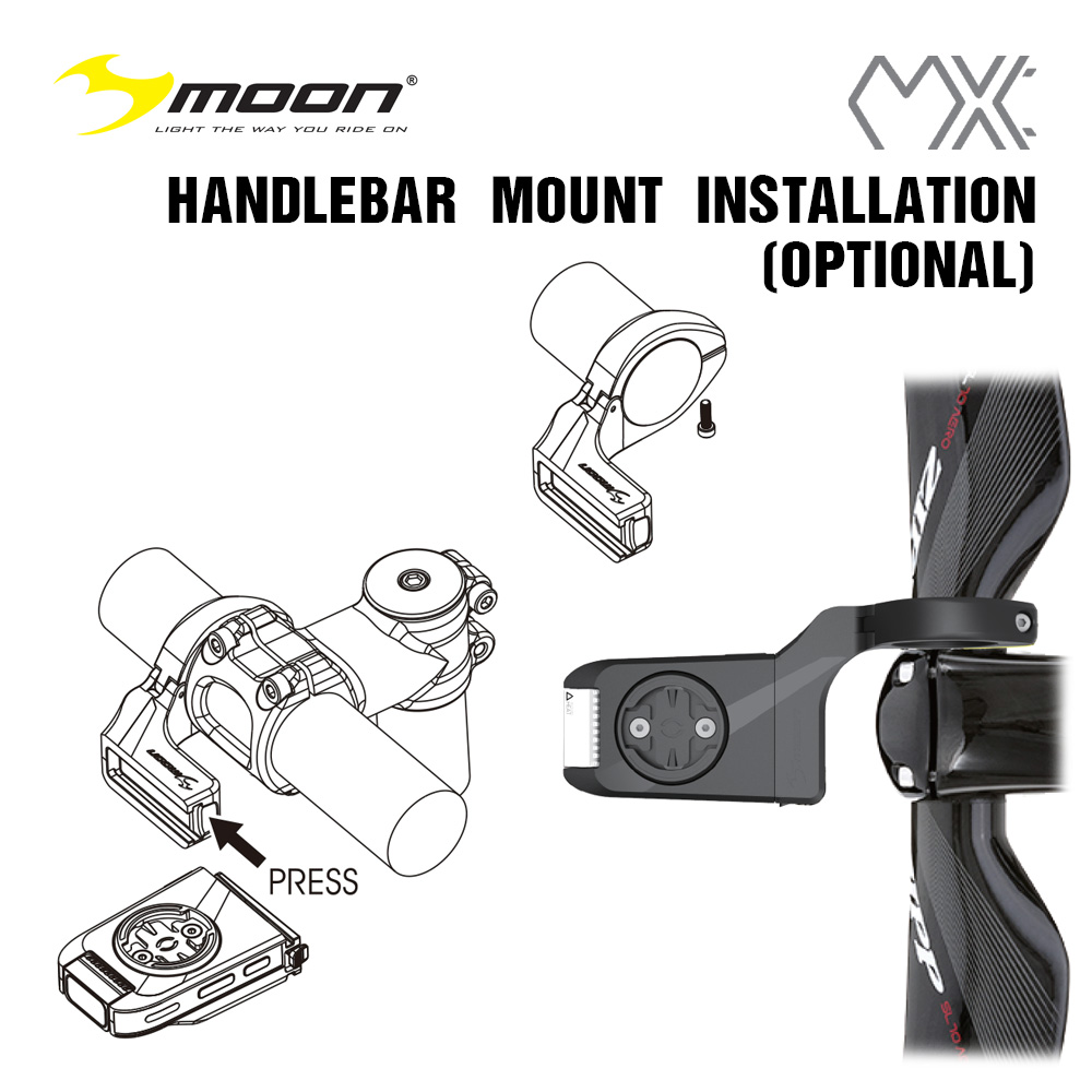 ขายึดไมล์จักรยานแบบมีไฟ MOON “MX” COMPUTER MOUNT x LIGHT GARMIN