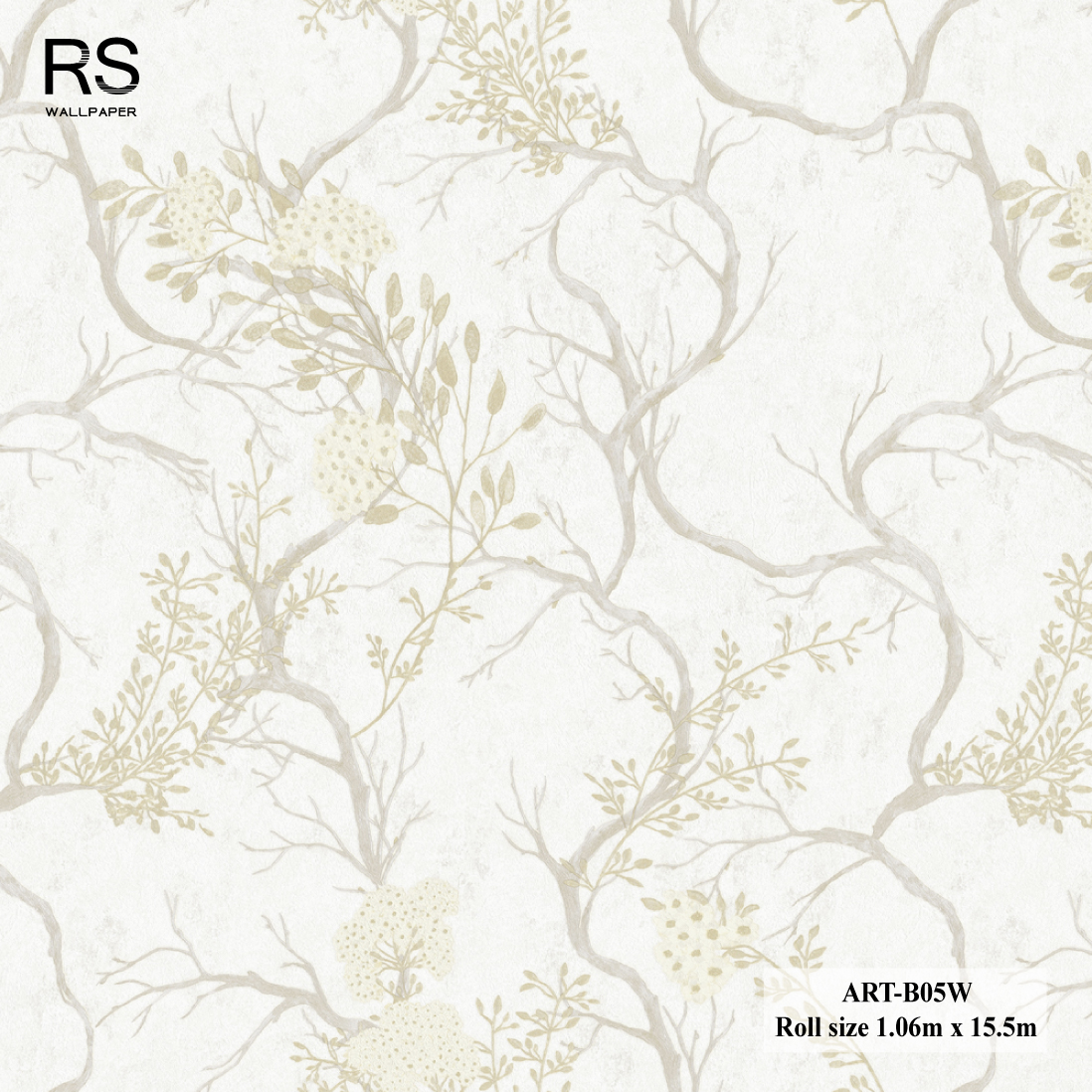 วอลเปเปอร์ ลายใบไม้สีครีมอ่อน ZEN3-B05W