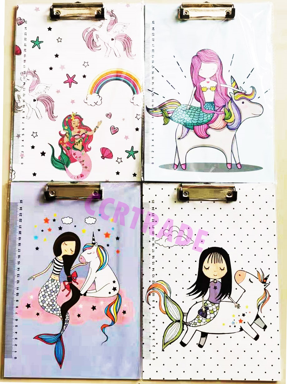 กระดานคลิปบอร์ด A4 ลายเมอร์เมด 22x31.5 ซม.