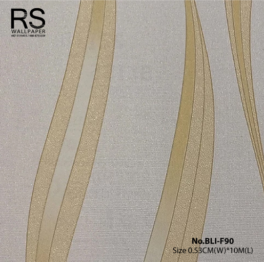 วอลเปเปอร์ ลายเส้นสีทอง พื้นสีครีม No.BLI-F90