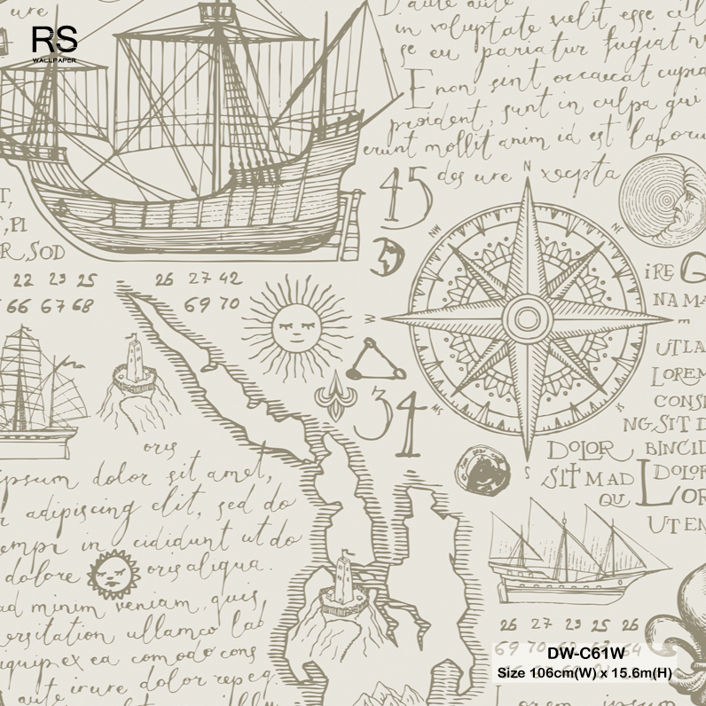 วอลเปเปอร์ห้องเด็ก ลายแผนที่ Load Venture No.DW-C61W