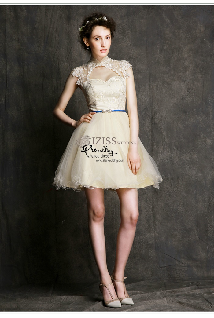 ฺBM0111 - พรีออเดอร์ ชุดเพื่อนเจ้าสาวราตรีสั้นสีครีม น่ารักมากๆค่ะ