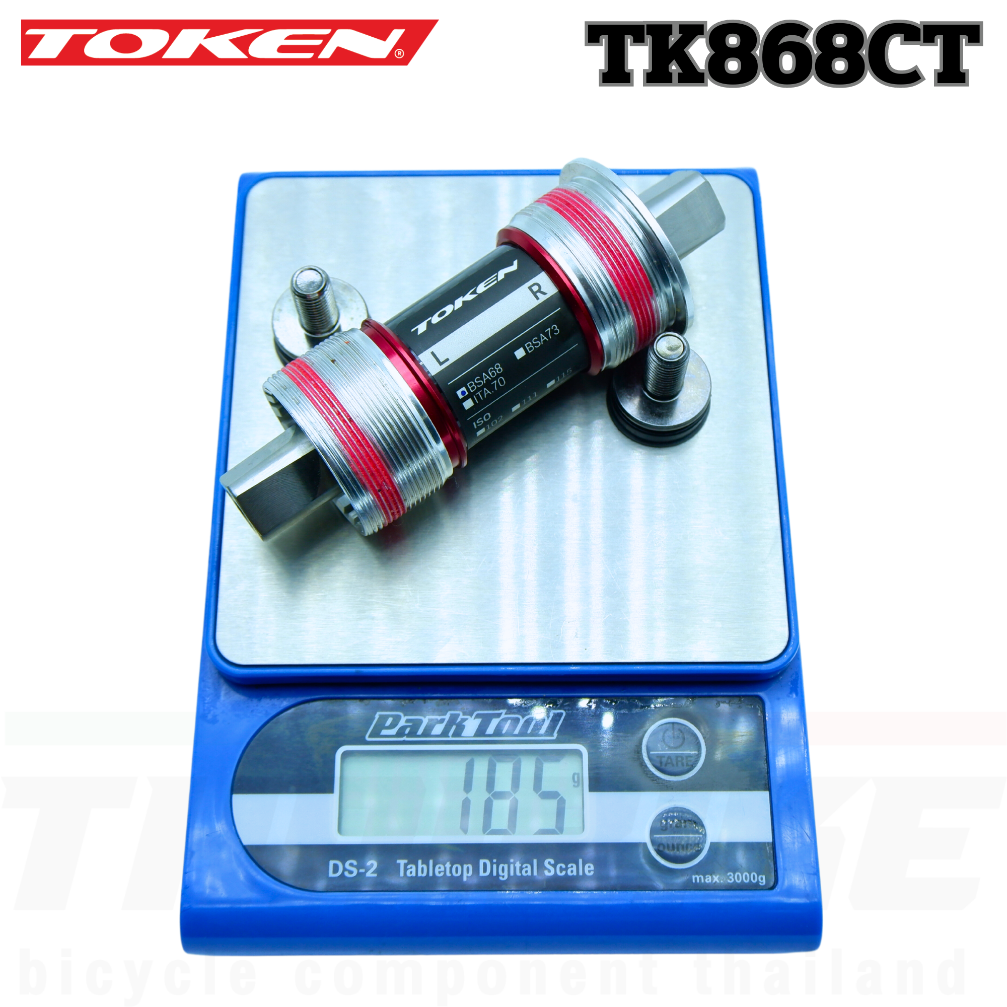กะโหลกจักรยานแบบเหลี่ยม TOKEN TK868CT Frame BSA 1.37X24T แกนไทเทเนียมยาว 107.5 113.5 118 PREMIUM BEARING