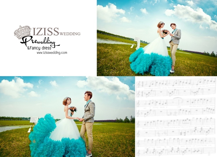 PW275 - Preorder ชุดคู่ถ่ายพรีเวดดิ้ง (prewedding dress) & ชุดแต่งงานแฟนซี (Fancy wedding dress)ชายหญิง "ธีมสีขาว-ฟ้า"