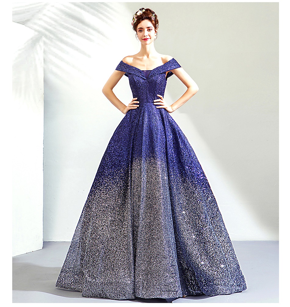 DL108 **พรีออเดอร์** ชุดออกงานสีน้ำเงิน ชุดราตรี เดรสยาวออกงาน (Night party dresses) ชุดไปงานแต่งงานสวยๆ "ธีมสีน้ำเงิน"