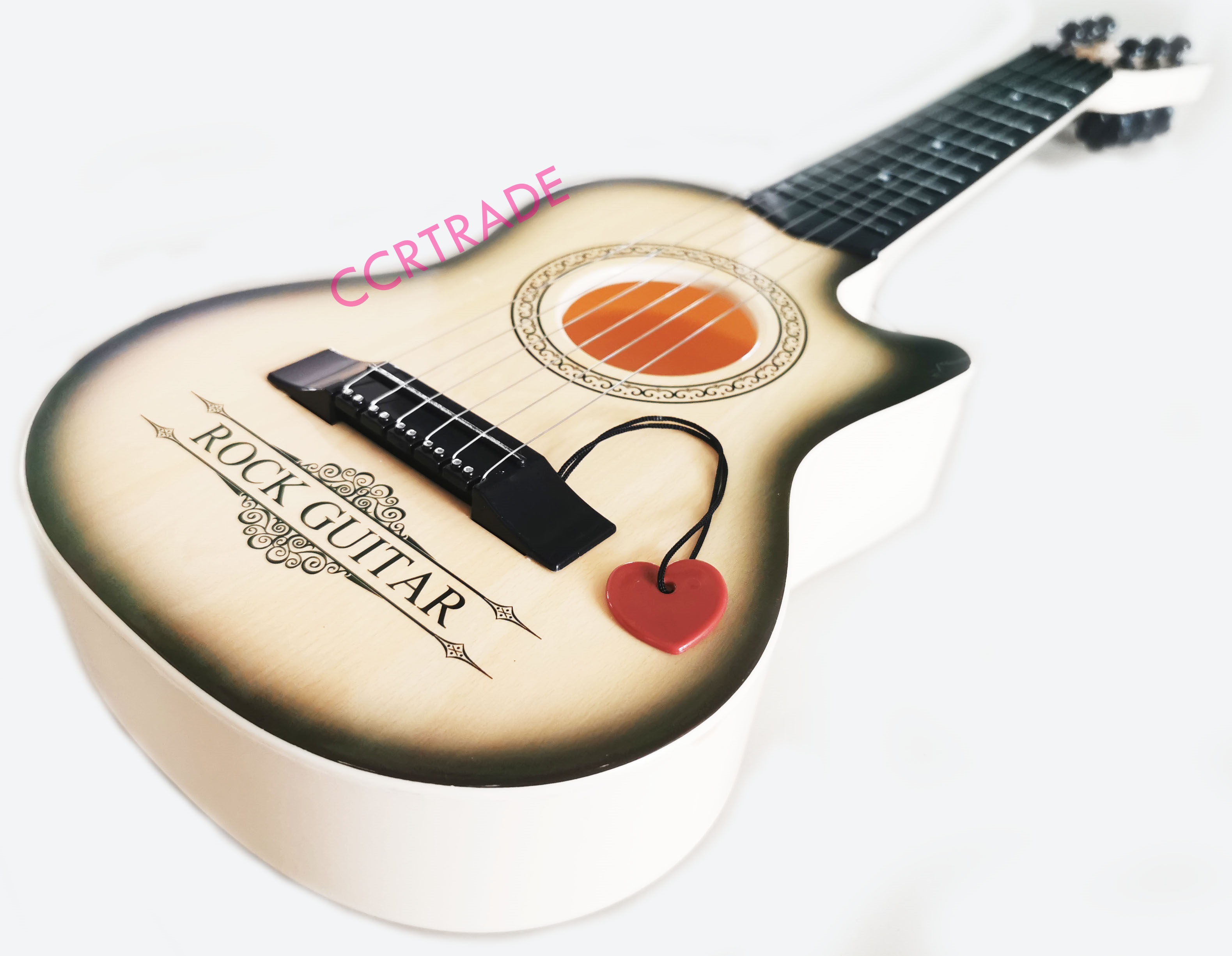 กีต้าร์ร็อคพลาสติกลายไม้กล่องใหญ่ 54.5 ซม.(1x3)