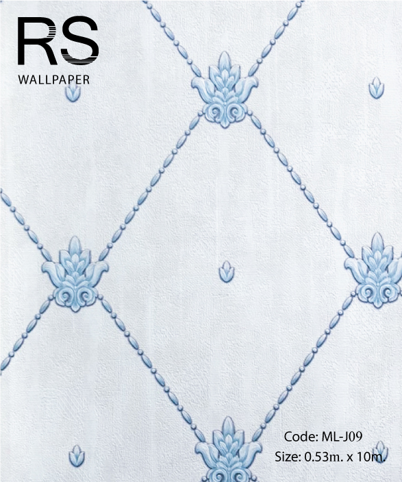 วอลเปเปอร์ลายหลุยส์เล็กโทนสีฟ้าขาว ML-J09