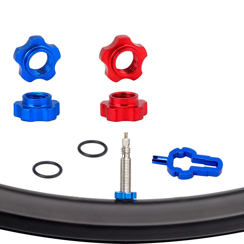 (2ชิ้น)น็อตวาล์วยางในรถจักรยานอลูมิเนียม TOOPRE พร้อมตัวขัน