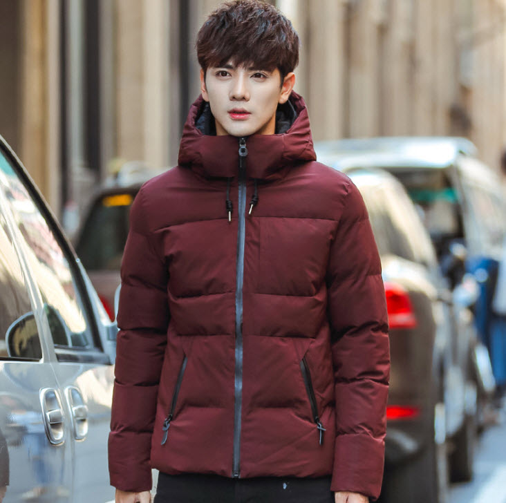 เสื้อโค้ทผู้ชาย สีแดง มีฮู้ด2ชั้น บุนวมหนา ใส่กันหนาว ใส่ลุยหิมะ