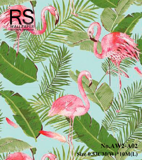 วอลเปเปอร์ลายใบไม้สีเขียว ธรรมชาติ(Tropical Style)AW2-A02