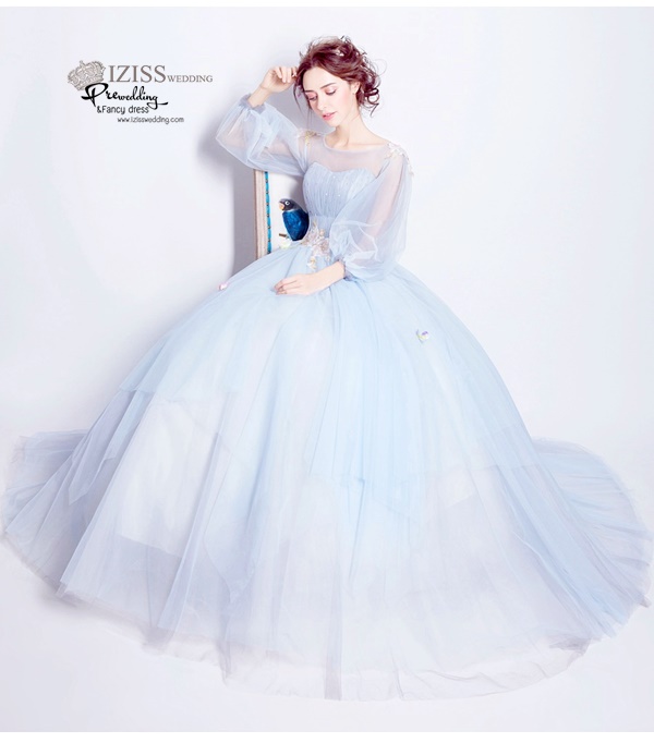 DL051 - **พรีออเดอร์** ชุดราตรี เดรสยาวออกงาน (Night party dresses) ชุดไปงานแต่งงานสวยๆ "ธีมสีฟ้า"