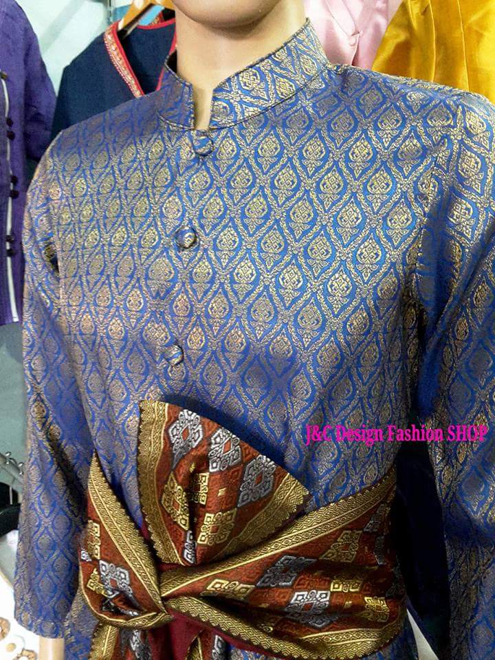 เสื้อสูทคอพระราชทานชายไหมแพรทิพย์ เสื้อสูทชายไหมแพรทิพย์คอพระราชทานสีน้ำเงิน สูทผ้าไทยชายสีน้ำเงิน สูทผ้าไทยสีน้ำงิน