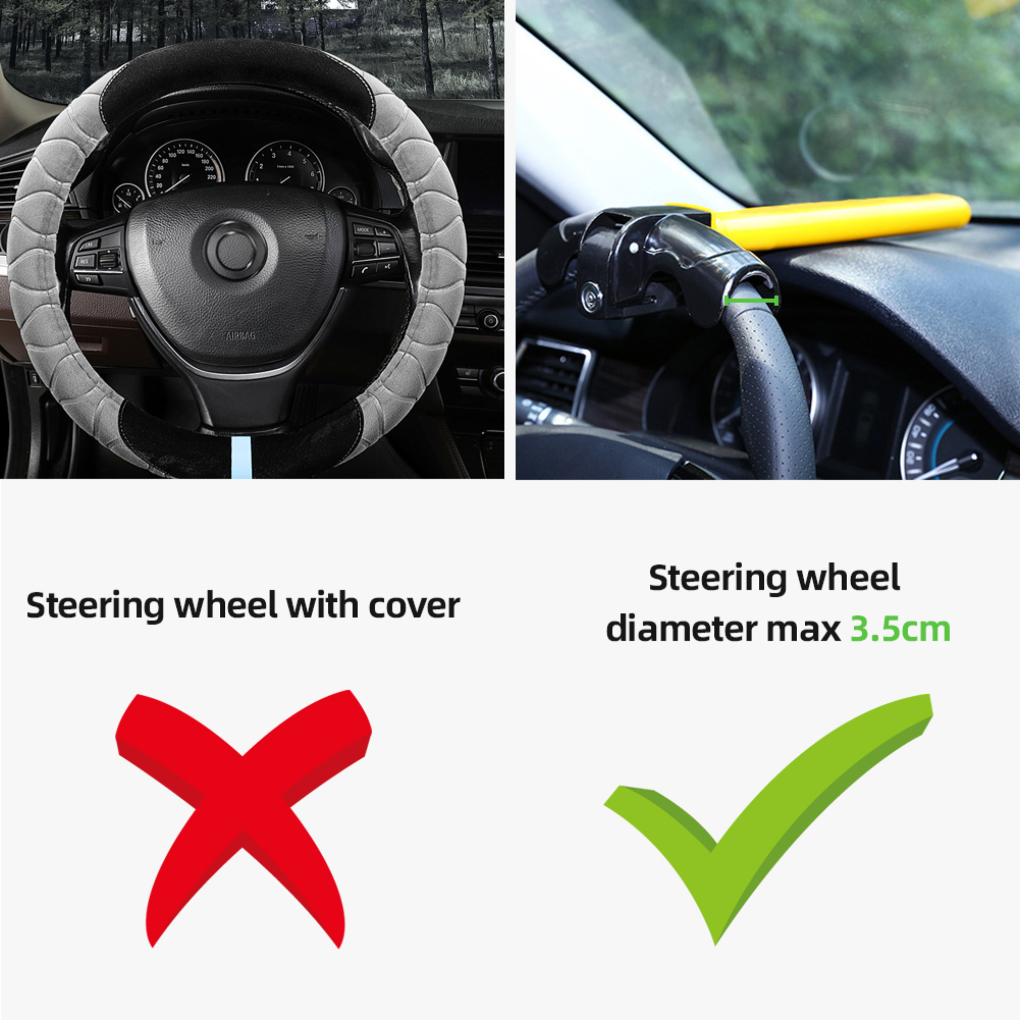 ตัว T อุปกรณ์ล็อครถยนต์ ล๊อคพวงมาลัย กุญแจล็อครถยนต์ กันขโมย ANTI THEFT STEERING WHEEL LOCK