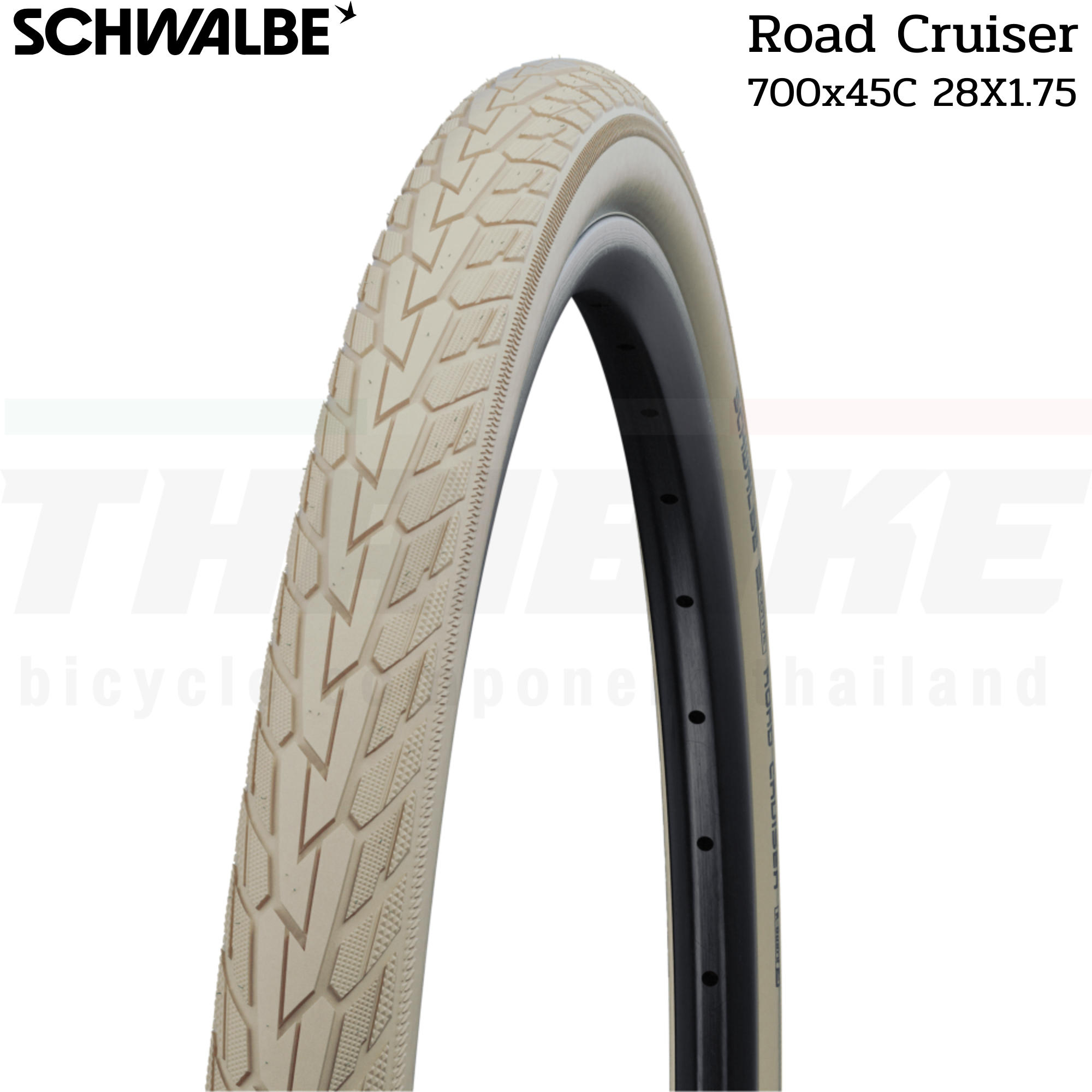 ยางนอกจักรยาน SCHWALBE ROAD CRUISER 700x45 (28x1.75) มีแถบสะท้อนแสง