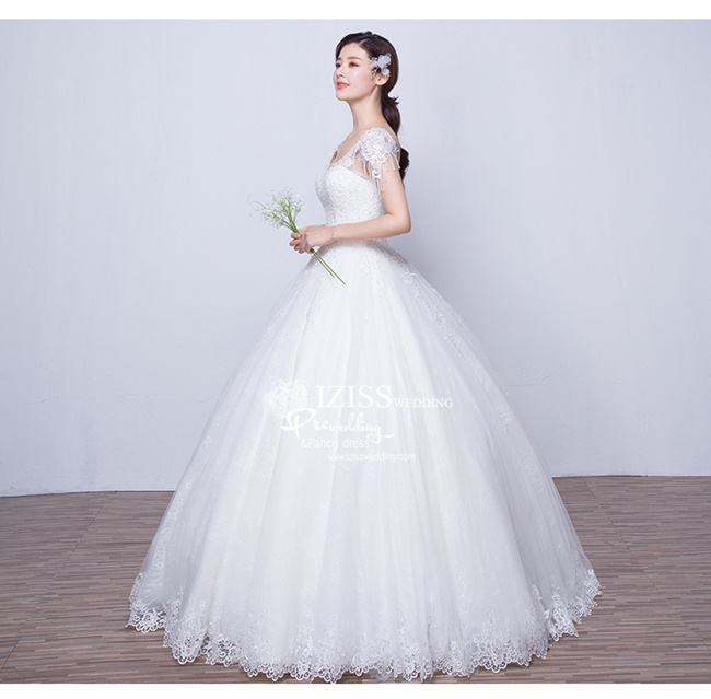 BR121 **พรีออเดอร์**ชุดแต่งงาน&ชุดเจ้าสาวแบบยาวสีขาวเกรดพรีเมี่ยม เปิดไหล่ มีแขน หรูหราน่ารัก สวยโดดเด่นไม่ซ้ำใคร