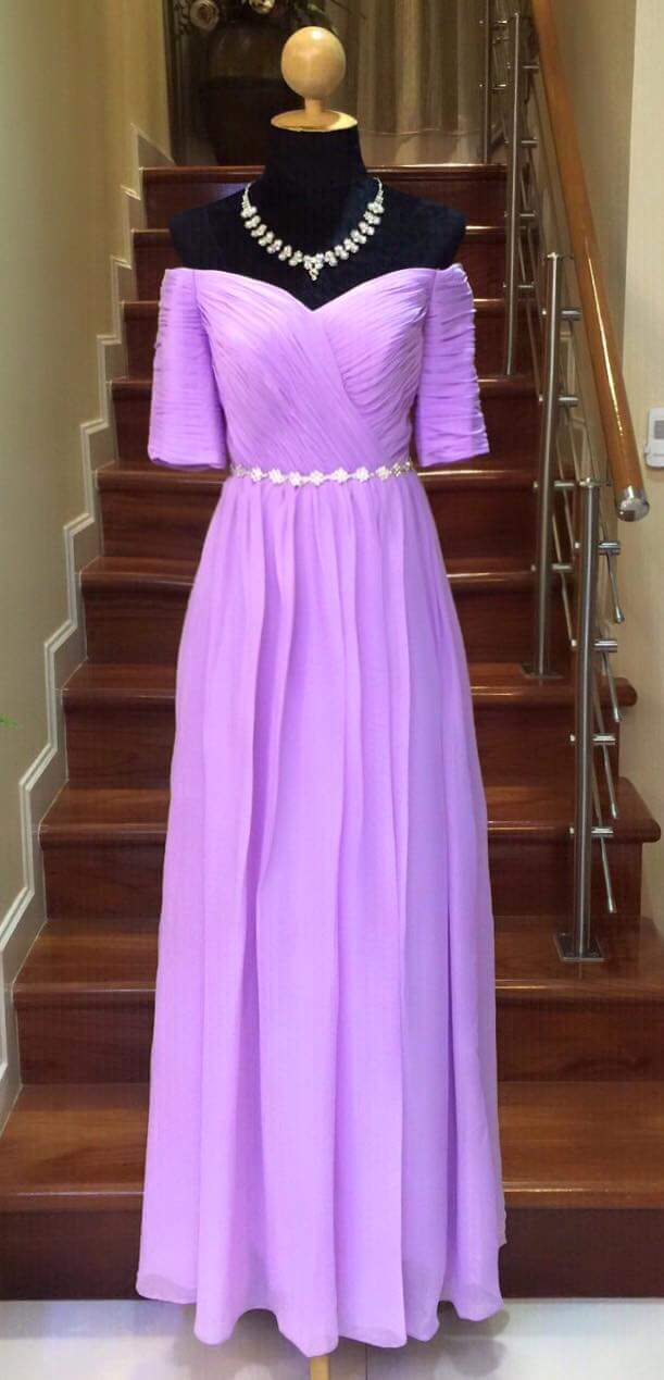 ชุดออกงาน ชุดราตรี เพื่อนเจ้าสาว เดรสไปงาน แบบมีแขนน่ารักสไตนเกาหลี