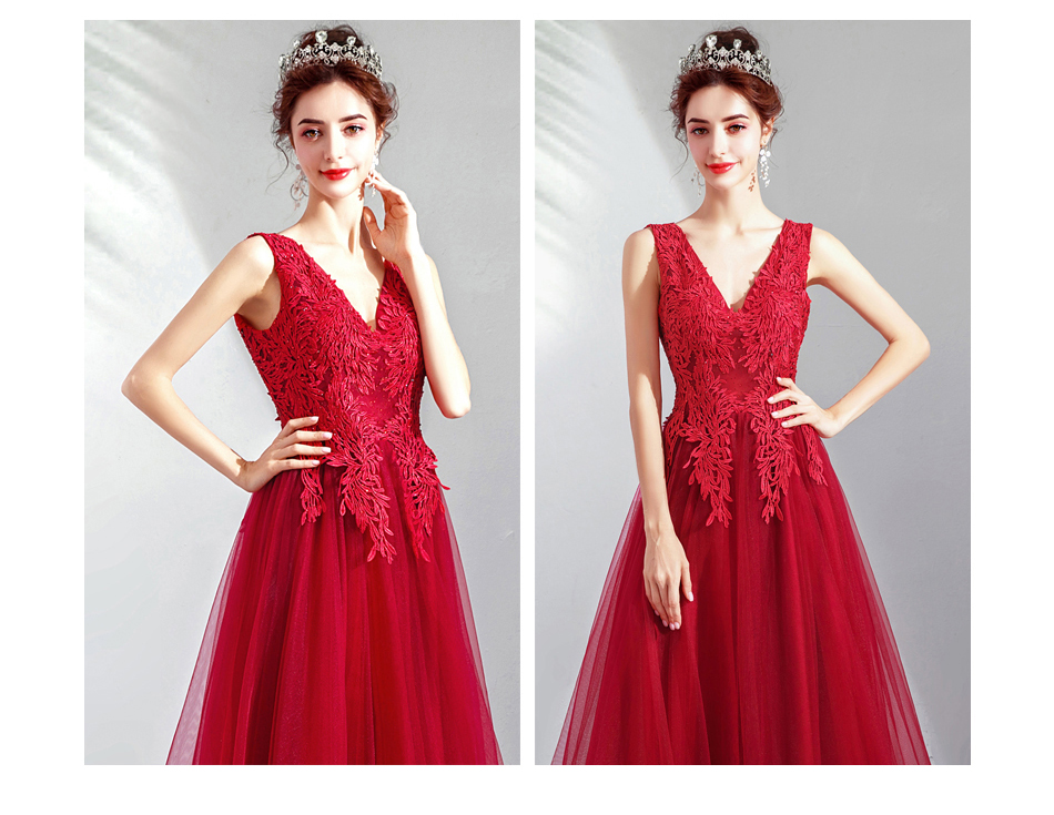 DL082 **พรีออเดอร์** ชุดออกงานสีแดง ชุดราตรี เดรสยาวออกงาน (Night party dresses) ชุดไปงานแต่งงานสวยๆ "ธีมสีแดง"