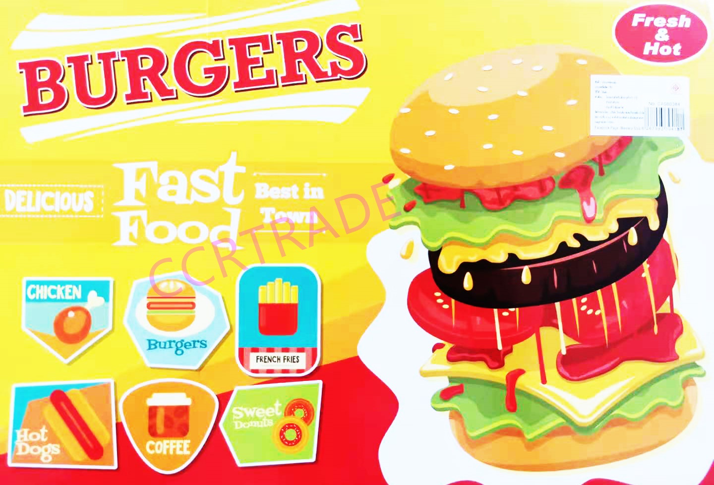 เซ็ทเบอร์เกอร์ฟาสฟู๊ด 16 ชิ้นกล่องใหญ่ 25x36.5 ซม.(1x3)