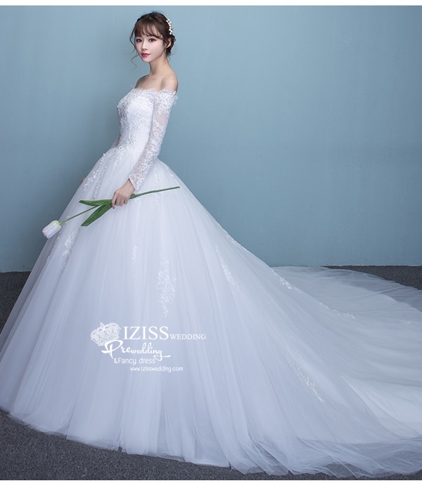 BR305 **พรีออเดอร์**ชุดแต่งงาน&ชุดเจ้าสาวแบบยาวสีขาวเกรดพรีเมี่ยม หรูหราน่ารัก สวยโดดเด่นไม่ซ้ำใคร