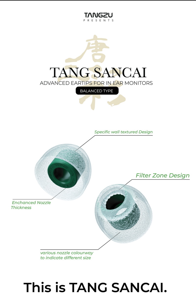 TangZu Tang Sancai จุกหูฟังเอียร์ทิปขั้นสูงสำหรับหูฟังอินเอียร์มอนิเตอร์