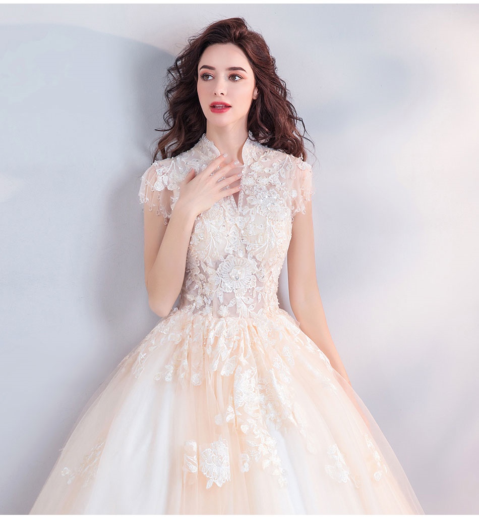 DL094 **พรีออเดอร์** ชุดออกงานสีครีม ชุดราตรี เดรสยาวออกงาน (Night party dresses) ชุดไปงานแต่งงานสวยๆ "ธีมสีครีม"