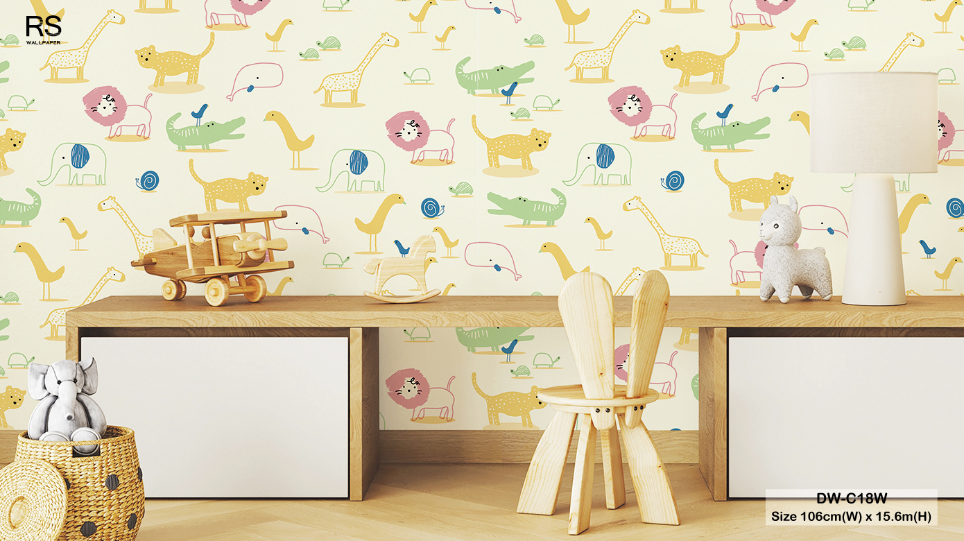 วอลเปเปอร์ห้องเด็ก ลายสวนสัตว์ Zoo Zoo Land No.DW-C18W