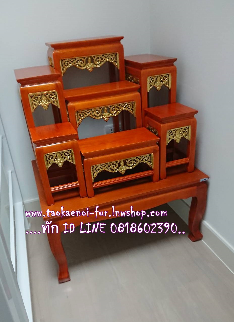 โต๊ะหมู่บูชา หมู่ 7 (สีขาว/กระจัง/ขอบทอง)