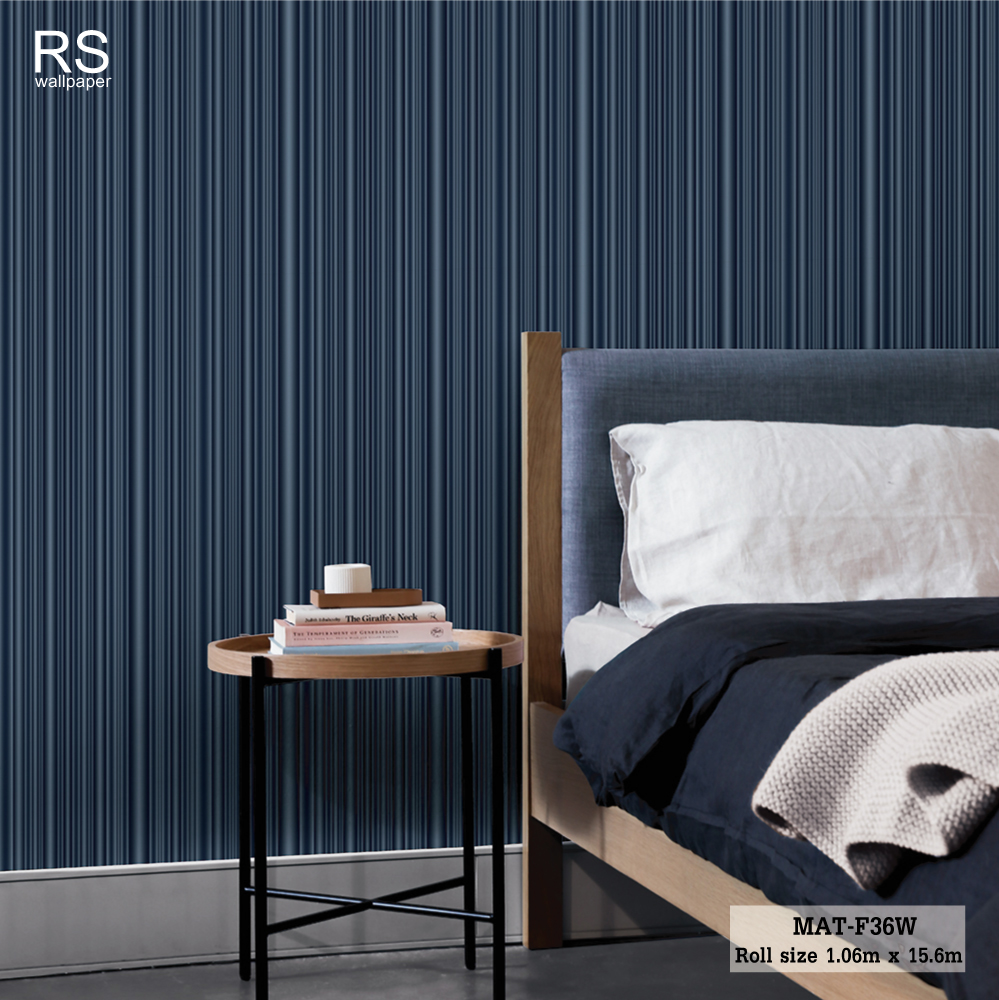 วอลเปเปอร์ ลายทางสีน้ำเงินดำ MAT-F36W
