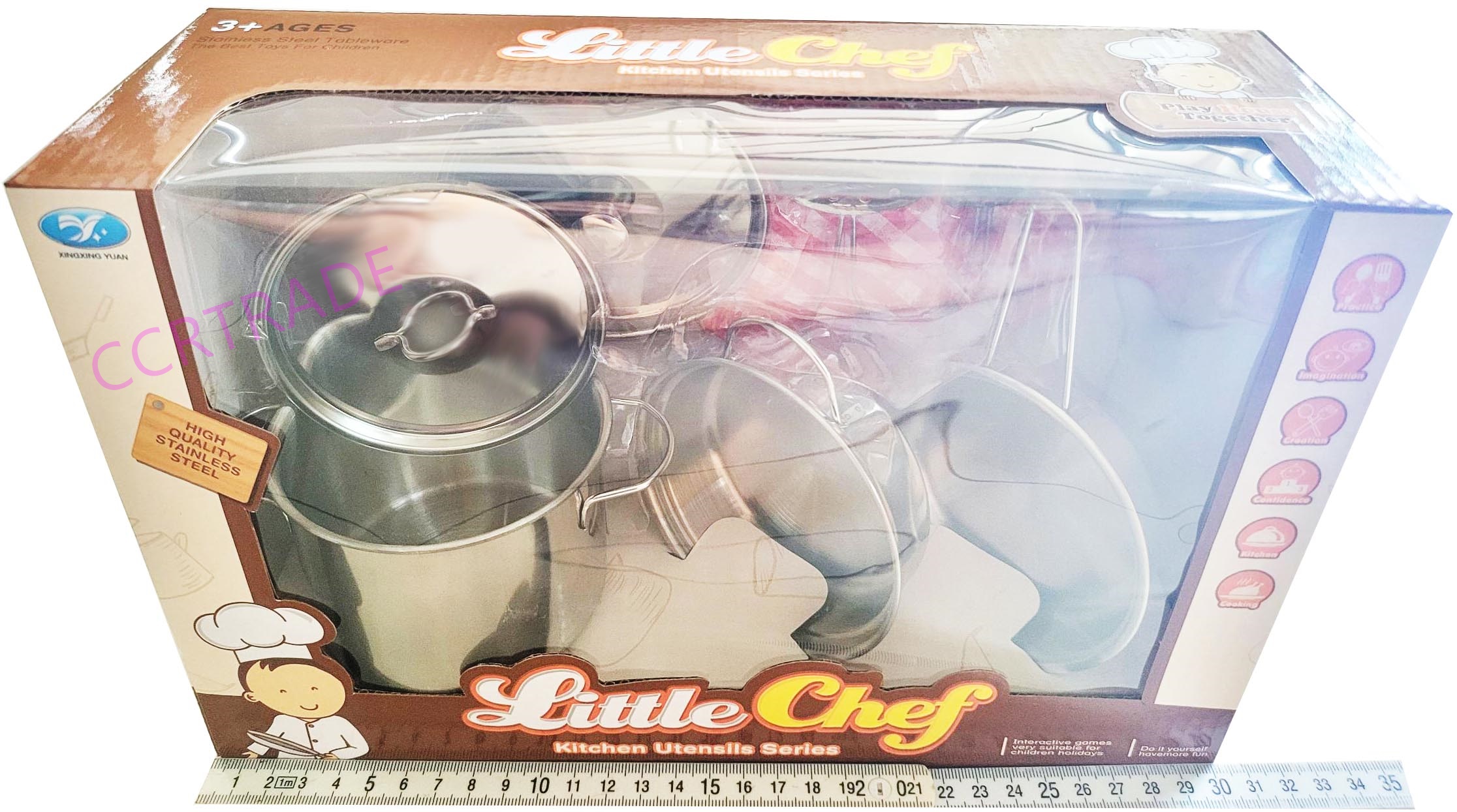 เซ็ทครัวสแตนเลส 9 ชิ้นกล่องน้ำตาล 20x30 ซม.(1x3)