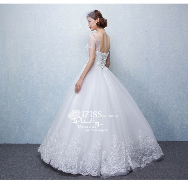 BR152 **พรีออเดอร์**ชุดแต่งงาน&ชุดเจ้าสาวแบบยาวสีขาวเกรดพรีเมี่ยม เปิดไหล่ มีแขน หรูหราน่ารัก สวยโดดเด่นไม่ซ้ำใคร