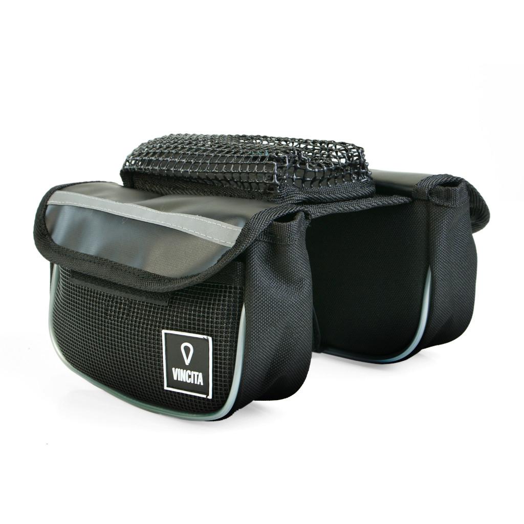 VINCITA B029T กระเป๋าเบนโตะคู่เหลี่ยมมีซองใส่มือถือคาดเฟรมและสเต็ม(ผ้าทาโปลีน)