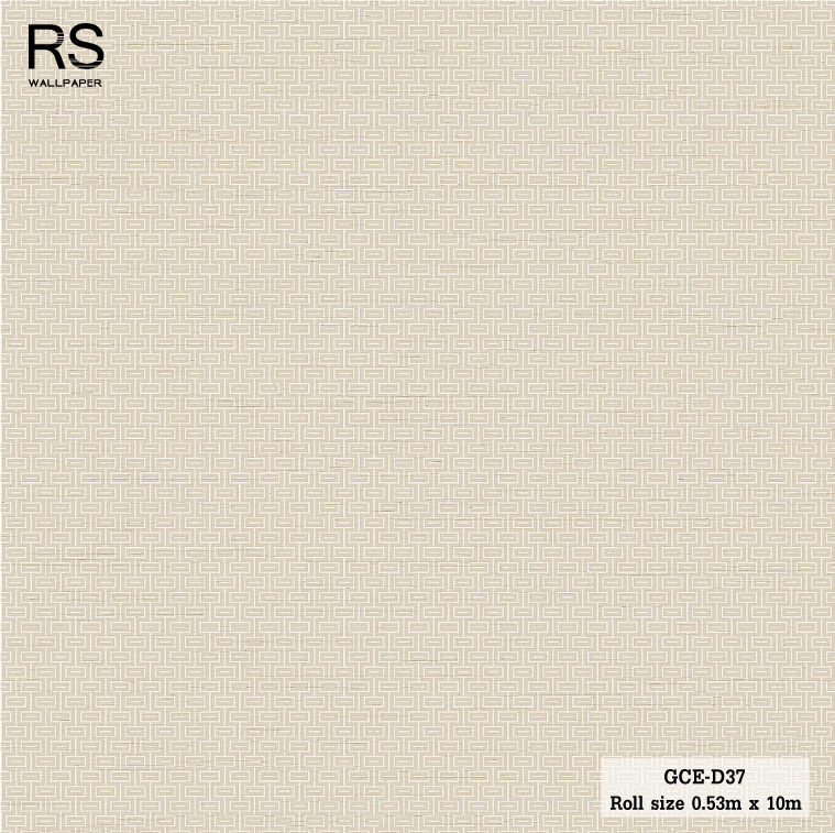 วอลเปเปอร์ ลายเรขาคณิต สีน้ำตาลอ่อน เนื้อวอล์เลียนแบบผ้าไหม GCE-D37