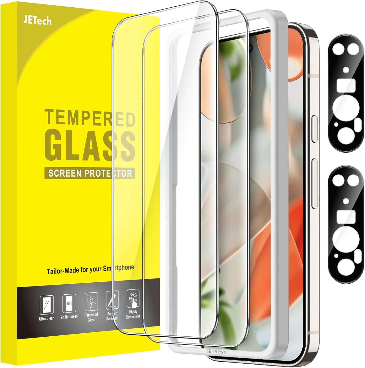 JETech Screen Protector for Google Pixel 9 Pro XL with Camera Lens Protector